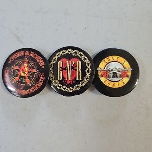 Guns N' Roses Button Pin Lot  Of 3- Black, Red, Gold 2006
